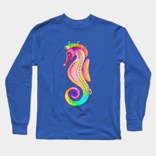 Colorful Seahorse Artwork Long Sleeve T-Shirt